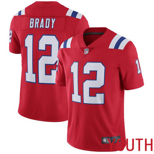 New England Patriots Football 12 Vapor Untouchable Limited Red Youth Tom Brady Alternate NFL Jersey